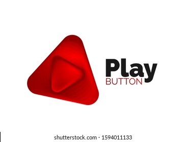 Icono de botón Reproducir, flecha o descargar, plantilla mínima de logotipo comercial de diseño. 3d negrita geométrica en estilo de relieve con efecto de combinación de colores. Ilustración vectorial para papel de escritorio, pancarta, fondo, tarjeta