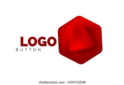 Abspielen, Pfeil oder Download Button Symbol, minimale Design Business Logo Vorlage. 3D geometrisch fett im Reliefstil mit Farbmischungseffekt. Vektorgrafik für Bildschirmhintergrund, Banner, Hintergrund, Karte
