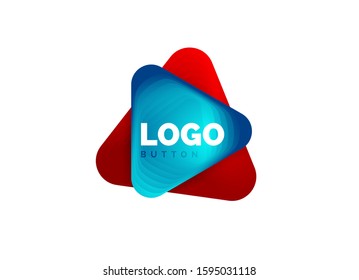 Icono de botón Reproducir, flecha o descargar, plantilla mínima de logotipo comercial de diseño. 3d negrita geométrica en estilo de relieve con efecto de combinación de colores. Ilustración vectorial para papel de escritorio, pancarta, fondo, tarjeta