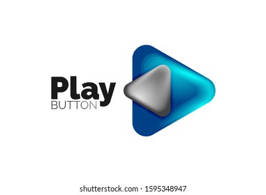 Icono de botón Reproducir, flecha o descargar, plantilla mínima de logotipo comercial de diseño. 3d negrita geométrica en estilo de relieve con efecto de combinación de colores. Ilustración vectorial para papel de escritorio, pancarta, fondo, tarjeta
