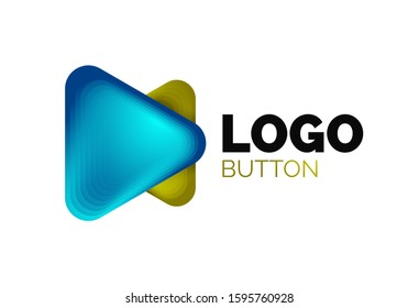 Play, arrow or download button icon, minimal design business logo template. 3d geometric bold in relief style with color blend steps effect. Vector Illustration For Wallpaper, Banner, Background, Card