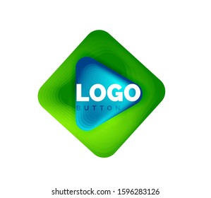 Play, arrow or download button icon, minimal design business logo template. 3d geometric bold in relief style with color blend steps effect. Vector Illustration For Wallpaper, Banner, Background, Card