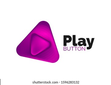 Icono de botón Reproducir, flecha o descargar, plantilla mínima de logotipo comercial de diseño. 3d negrita geométrica en estilo de relieve con efecto de combinación de colores. Ilustración vectorial para papel de escritorio, pancarta, fondo, tarjeta