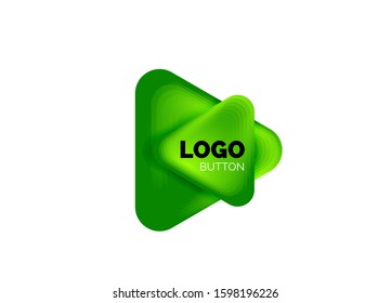 Icono de botón Reproducir, flecha o descargar, plantilla mínima de logotipo comercial de diseño. 3d negrita geométrica en estilo de relieve con efecto de combinación de colores. Ilustración vectorial para papel de escritorio, pancarta, fondo, tarjeta
