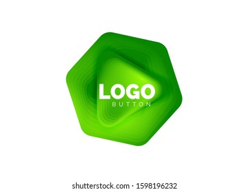 Play, arrow or download button icon, minimal design business logo template. 3d geometric bold in relief style with color blend steps effect. Vector Illustration For Wallpaper, Banner, Background, Card