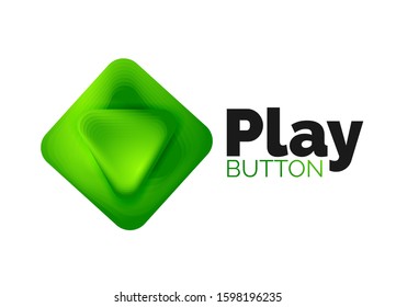 Icono de botón Reproducir, flecha o descargar, plantilla mínima de logotipo comercial de diseño. 3d negrita geométrica en estilo de relieve con efecto de combinación de colores. Ilustración vectorial para papel de escritorio, pancarta, fondo, tarjeta