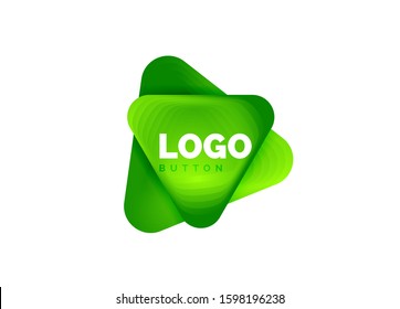 Icono de botón Reproducir, flecha o descargar, plantilla mínima de logotipo comercial de diseño. 3d negrita geométrica en estilo de relieve con efecto de combinación de colores. Ilustración vectorial para papel de escritorio, pancarta, fondo, tarjeta