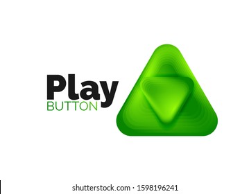 Icono de botón Reproducir, flecha o descargar, plantilla mínima de logotipo comercial de diseño. 3d negrita geométrica en estilo de relieve con efecto de combinación de colores. Ilustración vectorial para papel de escritorio, pancarta, fondo, tarjeta