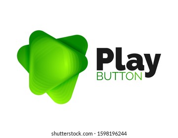 Play, arrow or download button icon, minimal design business logo template. 3d geometric bold in relief style with color blend steps effect. Vector Illustration For Wallpaper, Banner, Background, Card