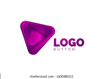 Play, arrow or download button icon, minimal design business logo template. 3d geometric bold in relief style with color blend steps effect. Vector Illustration For Wallpaper, Banner, Background, Card