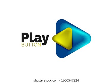 Play, arrow or download button icon, minimal design business logo template. 3d geometric bold in relief style with color blend steps effect. Vector Illustration For Wallpaper, Banner, Background, Card