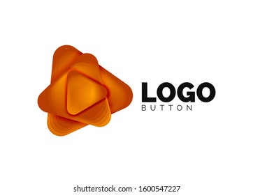 Play, arrow or download button icon, minimal design business logo template. 3d geometric bold in relief style with color blend steps effect. Vector Illustration For Wallpaper, Banner, Background, Card