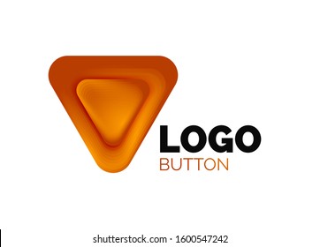 Play, arrow or download button icon, minimal design business logo template. 3d geometric bold in relief style with color blend steps effect. Vector Illustration For Wallpaper, Banner, Background, Card