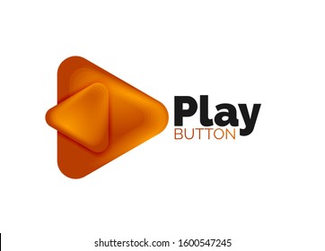 Play, arrow or download button icon, minimal design business logo template. 3d geometric bold in relief style with color blend steps effect. Vector Illustration For Wallpaper, Banner, Background, Card