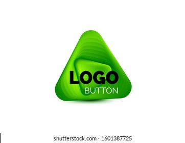 Play, arrow or download button icon, minimal design business logo template. 3d geometric bold in relief style with color blend steps effect. Vector Illustration For Wallpaper, Banner, Background, Card