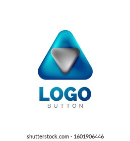 Play, arrow or download button icon, minimal design business logo template. 3d geometric bold in relief style with color blend steps effect. Vector Illustration For Wallpaper, Banner, Background, Card