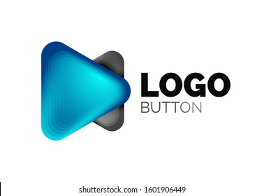 Play, arrow or download button icon, minimal design business logo template. 3d geometric bold in relief style with color blend steps effect. Vector Illustration For Wallpaper, Banner, Background, Card