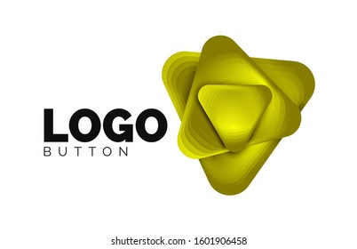 Play, arrow or download button icon, minimal design business logo template. 3d geometric bold in relief style with color blend steps effect. Vector Illustration For Wallpaper, Banner, Background, Card