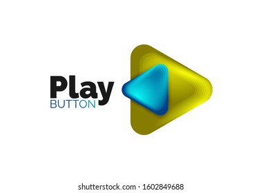 Play, arrow or download button icon, minimal design business logo template. 3d geometric bold in relief style with color blend steps effect. Vector Illustration For Wallpaper, Banner, Background, Card