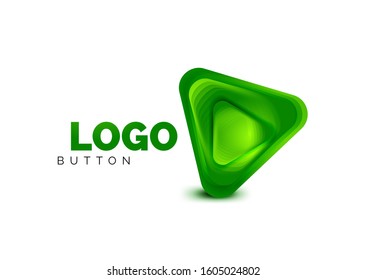 Play, arrow or download button icon, minimal design business logo template. 3d geometric bold in relief style with color blend steps effect. Vector Illustration For Wallpaper, Banner, Background, Card