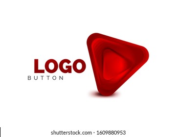 Play, arrow or download button icon, minimal design business logo template. 3d geometric bold in relief style with color blend steps effect. Vector Illustration For Wallpaper, Banner, Background, Card