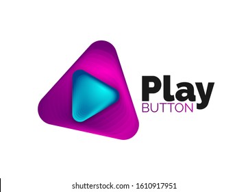 Play, arrow or download button icon, minimal design business logo template. 3d geometric bold in relief style with color blend steps effect. Vector Illustration For Wallpaper, Banner, Background, Card