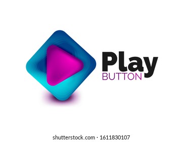 Play, arrow or download button icon, minimal design business logo template. 3d geometric bold in relief style with color blend steps effect. Vector Illustration For Wallpaper, Banner, Background, Card