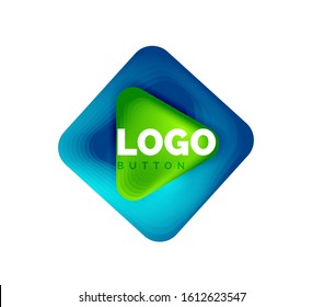 Play, arrow or download button icon, minimal design business logo template. 3d geometric bold in relief style with color blend steps effect. Vector Illustration For Wallpaper, Banner, Background, Card