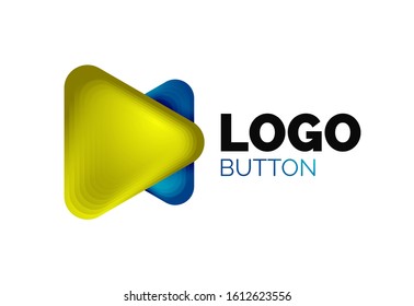 Play, arrow or download button icon, minimal design business logo template. 3d geometric bold in relief style with color blend steps effect. Vector Illustration For Wallpaper, Banner, Background, Card