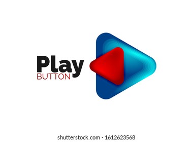 Play, arrow or download button icon, minimal design business logo template. 3d geometric bold in relief style with color blend steps effect. Vector Illustration For Wallpaper, Banner, Background, Card