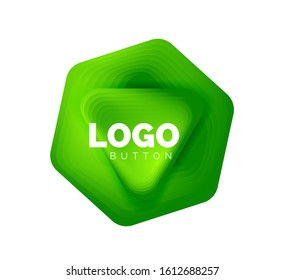 Play, arrow or download button icon, minimal design business logo template. 3d geometric bold in relief style with color blend steps effect. Vector Illustration For Wallpaper, Banner, Background, Card