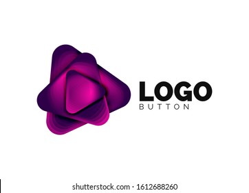 Play, arrow or download button icon, minimal design business logo template. 3d geometric bold in relief style with color blend steps effect. Vector Illustration For Wallpaper, Banner, Background, Card