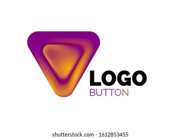 Play, arrow or download button icon, minimal design business logo template. 3d geometric bold in relief style with color blend steps effect. Vector Illustration For Wallpaper, Banner, Background, Card