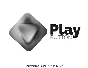 Play, arrow or download button icon, minimal design business logo template. 3d geometric bold in relief style with color blend steps effect. Vector Illustration For Wallpaper, Banner, Background, Card