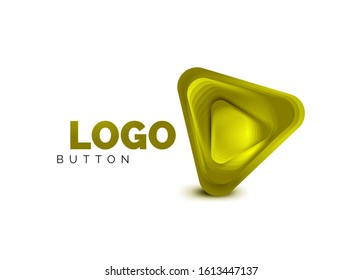 Play, arrow or download button icon, minimal design business logo template. 3d geometric bold in relief style with color blend steps effect. Vector Illustration For Wallpaper, Banner, Background, Card
