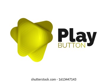 Play, arrow or download button icon, minimal design business logo template. 3d geometric bold in relief style with color blend steps effect. Vector Illustration For Wallpaper, Banner, Background, Card