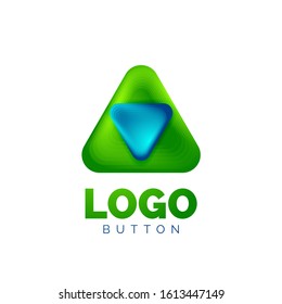 Play, arrow or download button icon, minimal design business logo template. 3d geometric bold in relief style with color blend steps effect. Vector Illustration For Wallpaper, Banner, Background, Card
