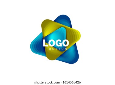 Play, arrow or download button icon, minimal design business logo template. 3d geometric bold in relief style with color blend steps effect. Vector Illustration For Wallpaper, Banner, Background, Card
