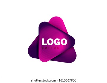 Play, arrow or download button icon, minimal design business logo template. 3d geometric bold in relief style with color blend steps effect. Vector Illustration For Wallpaper, Banner, Background, Card
