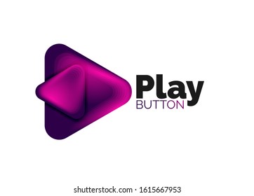 Icono de botón Reproducir, flecha o descargar, plantilla mínima de logotipo comercial de diseño. 3d negrita geométrica en estilo de relieve con efecto de combinación de colores. Ilustración vectorial para papel de escritorio, pancarta, fondo, tarjeta
