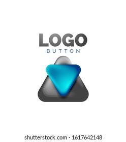 Play, arrow or download button icon, minimal design business logo template. 3d geometric bold in relief style with color blend steps effect. Vector Illustration For Wallpaper, Banner, Background, Card