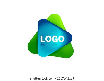 Play, arrow or download button icon, minimal design business logo template. 3d geometric bold in relief style with color blend steps effect. Vector Illustration For Wallpaper, Banner, Background, Card