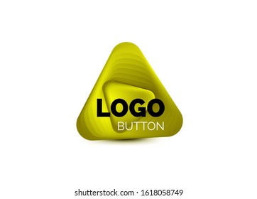 Play, arrow or download button icon, minimal design business logo template. 3d geometric bold in relief style with color blend steps effect. Vector Illustration For Wallpaper, Banner, Background, Card