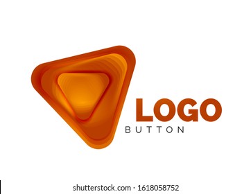 Icono de botón Reproducir, flecha o descargar, plantilla mínima de logotipo comercial de diseño. 3d negrita geométrica en estilo de relieve con efecto de combinación de colores. Ilustración vectorial para papel de escritorio, pancarta, fondo, tarjeta