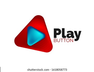 Play, arrow or download button icon, minimal design business logo template. 3d geometric bold in relief style with color blend steps effect. Vector Illustration For Wallpaper, Banner, Background, Card