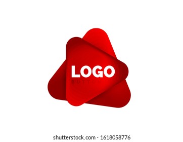 Play, arrow or download button icon, minimal design business logo template. 3d geometric bold in relief style with color blend steps effect. Vector Illustration For Wallpaper, Banner, Background, Card