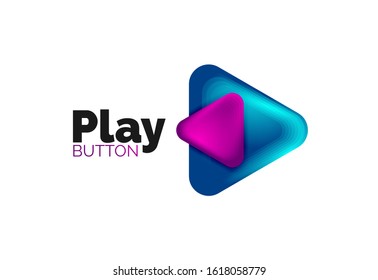 Icono de botón Reproducir, flecha o descargar, plantilla mínima de logotipo comercial de diseño. 3d negrita geométrica en estilo de relieve con efecto de combinación de colores. Ilustración vectorial para papel de escritorio, pancarta, fondo, tarjeta