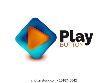 Play, arrow or download button icon, minimal design business logo template. 3d geometric bold in relief style with color blend steps effect. Vector Illustration For Wallpaper, Banner, Background, Card