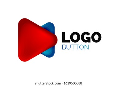 Play, arrow or download button icon, minimal design business logo template. 3d geometric bold in relief style with color blend steps effect. Vector Illustration For Wallpaper, Banner, Background, Card