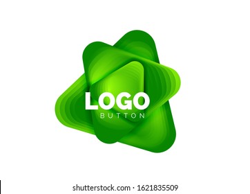 Play, arrow or download button icon, minimal design business logo template. 3d geometric bold in relief style with color blend steps effect. Vector Illustration For Wallpaper, Banner, Background, Card